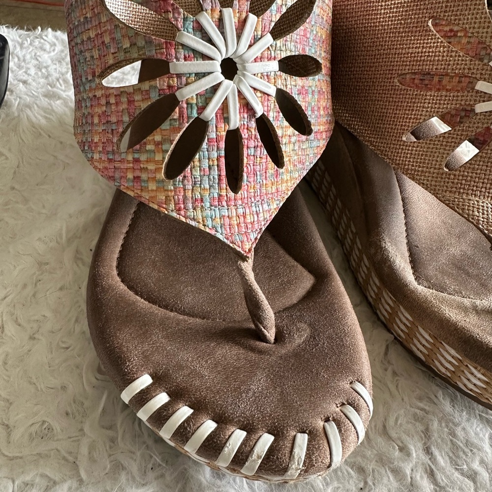 Modzori Reversible Flora-2 Sandals Sz 9 Women Cork Retro Boho Thong Cutout Wedge - Picture 14 of 15
